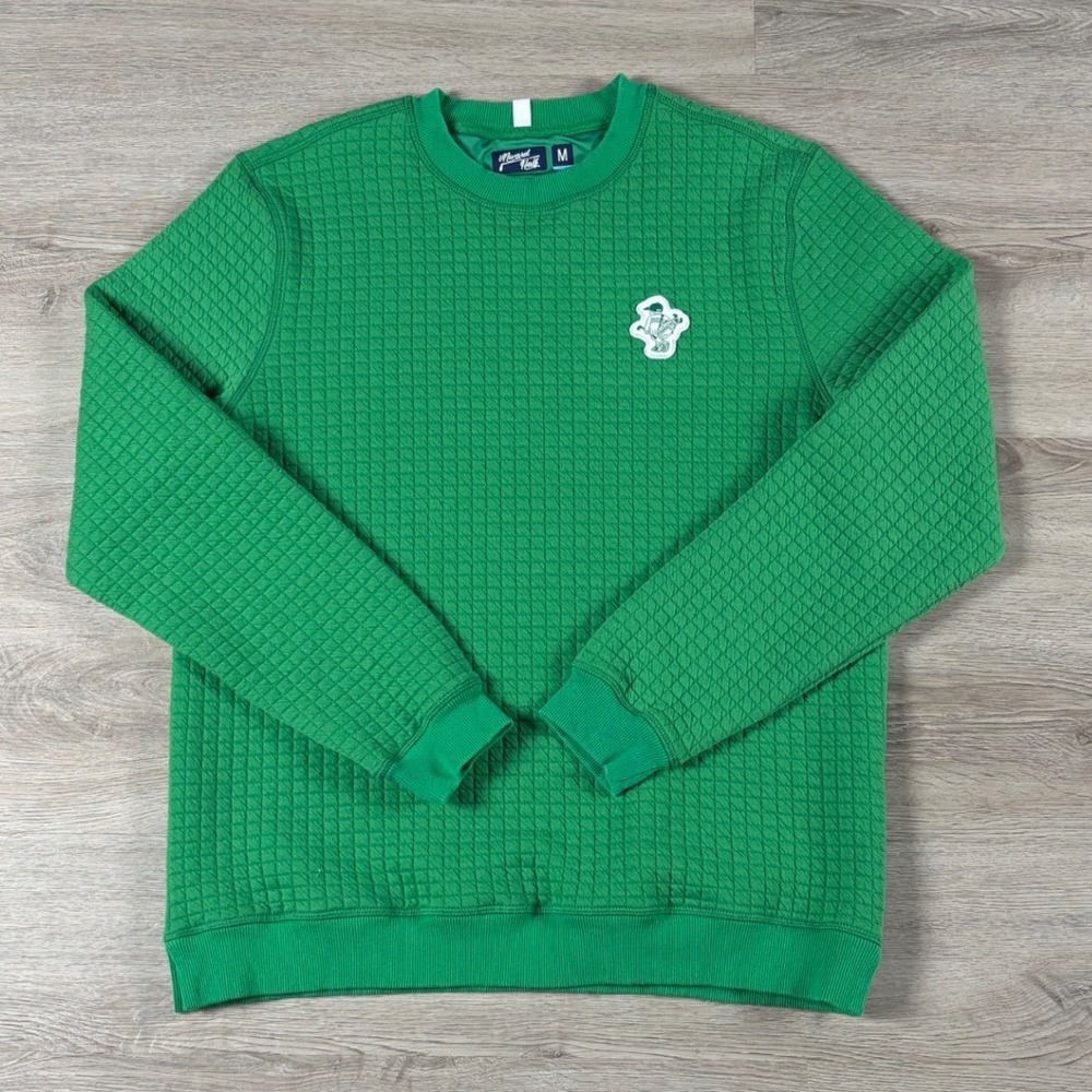 Inward Half Sweatshirt Mens Size M Green Quilted Waffle Knit Golf Pullover